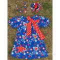 2015 hot sell baby girl 4th of July satr dress with matching necklace and bow